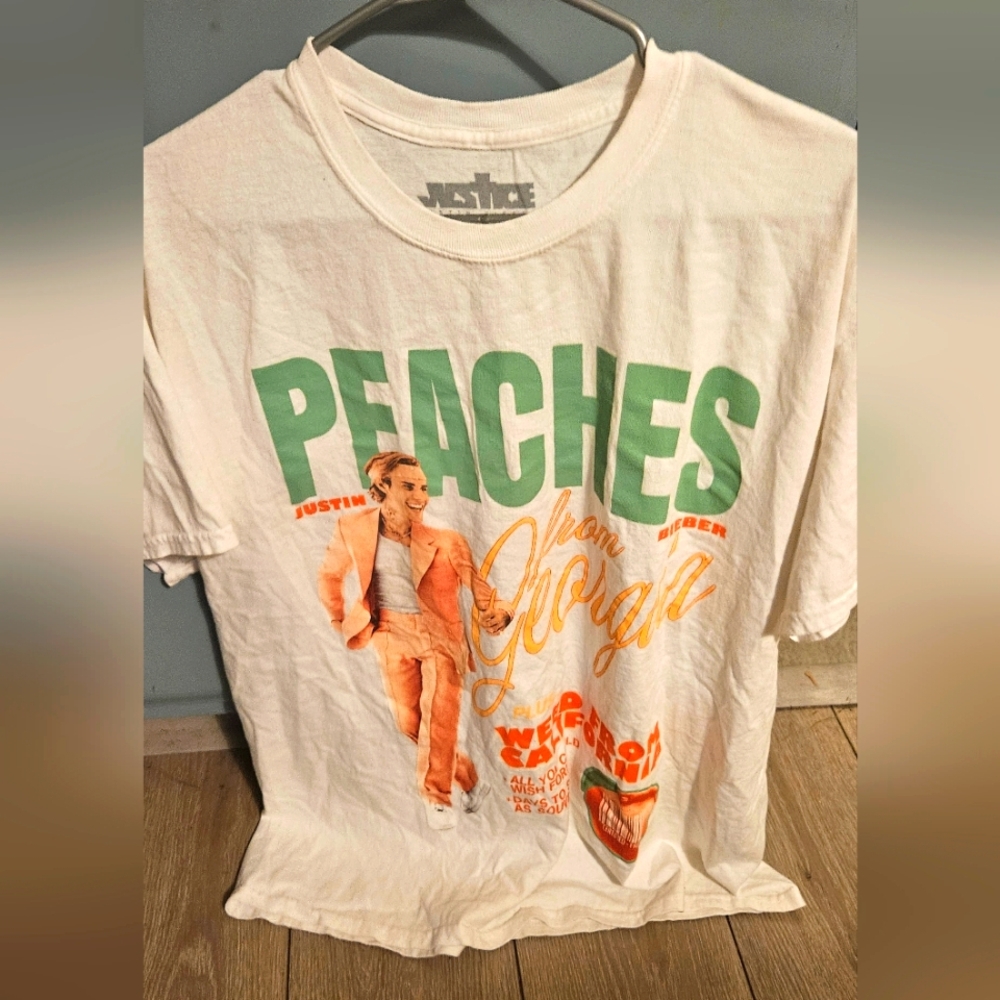 Justin Bieber  White Peaches Graphic Tee